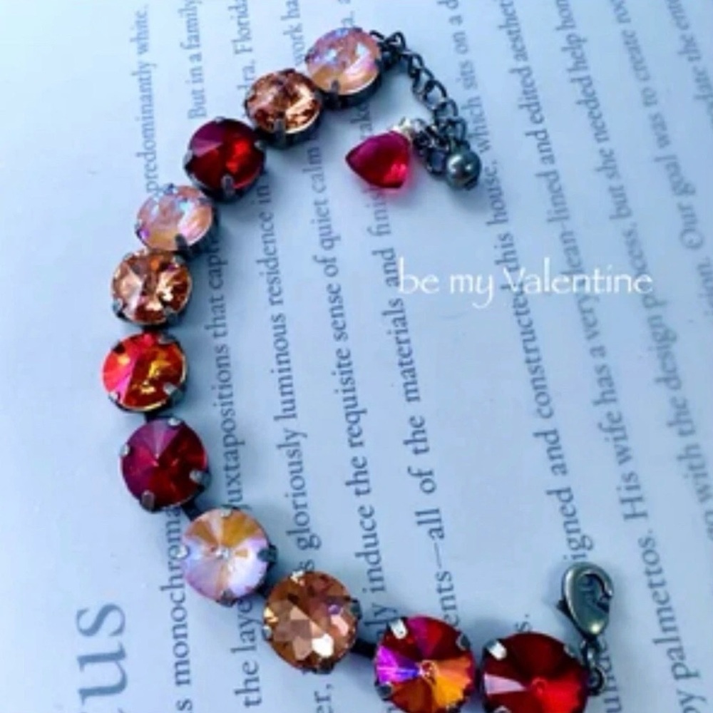 Artisan handmade “Soulful Edges” Red, Pink,Orange Real Quartz Bracelet Y2K look.